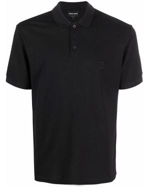 Giorgio Armani Piqeut Cotton Polo Shirt - Black