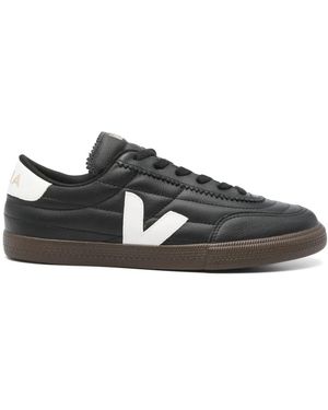 Veja Lace Up Logo Shoes - Black