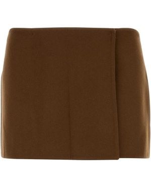 Miu Miu Wool Blend Mini Skirt - Brown