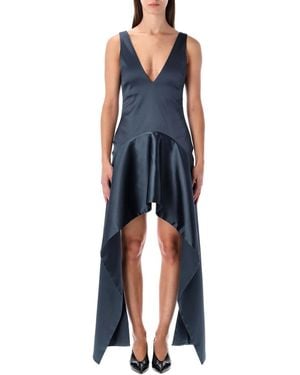 JW Anderson Steel V-Neck Draped Mini Dress - Blue