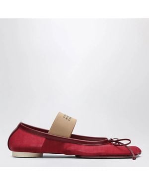 MM6 by Maison Margiela Numeric Anatomic Ballet Flats With Transparent Finish - Red
