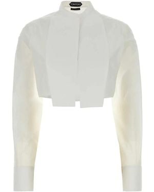 Tom Ford Cotton Voile Cropped Sh - White