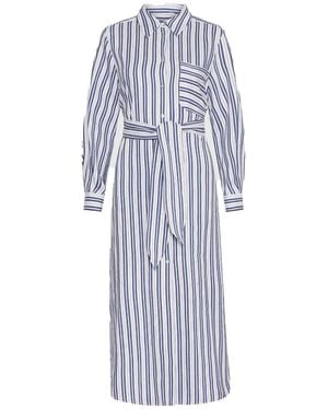 Marella Long Sleeve Striped Dress - White