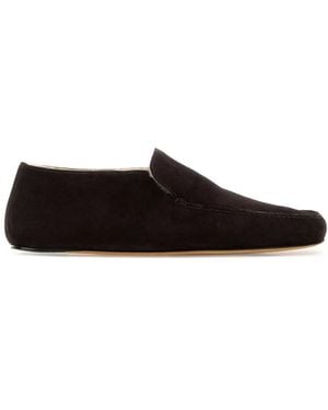 The Row Dark Suede Leo Loafers - Black