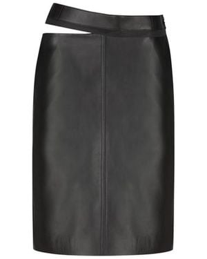 Fendi Leather Midi Skirt. - Black