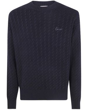 KENZO Signature" Cable Knit Jumper - Blue
