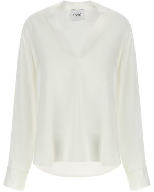 Nude V-Neck Blouse - White
