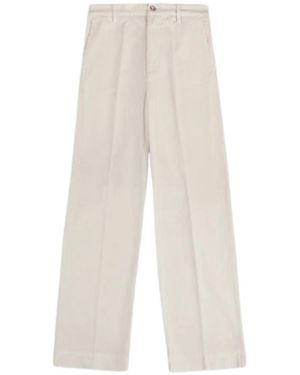 Fay Off- Front Pleats Pants - White