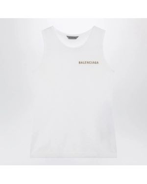 Balenciaga Cotton-Blend Knit Tank Top - White