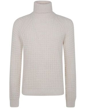 Nuur Military Stitch Long Sleeves Turtle Neck Jumper - White