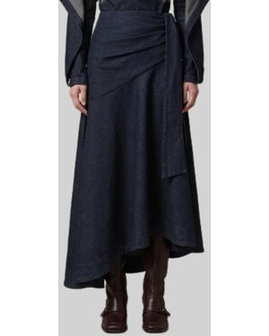 Zimmermann Maxi Denim Skirt With Draping - Blue