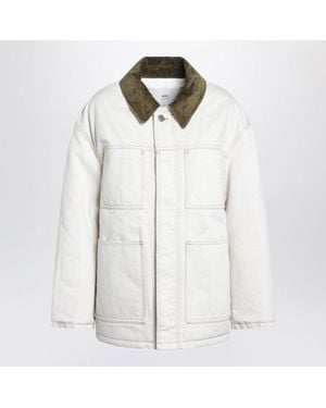 Ami Paris Ivory Padded Worker Cotton Jacket - White
