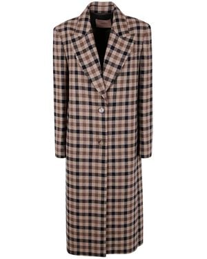 Twinset Classic Check Coat - Brown