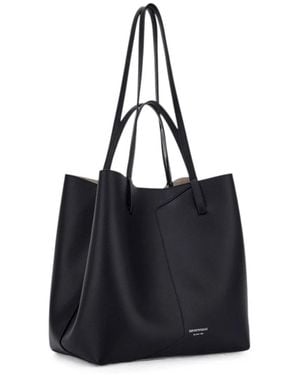 Emporio Armani Medium Leather Tote Bag - Black