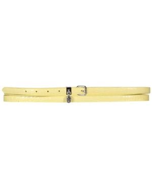 McQueen Double Belt With Skull And Pavè - Yellow