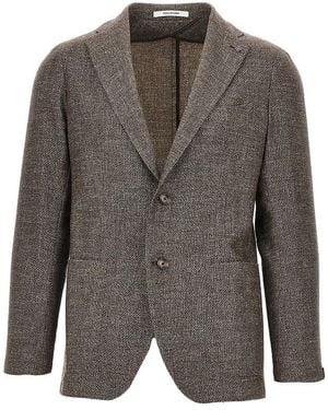 Tagliatore Mouliné Wool-Blend Single-Breasted Jacke - Gray