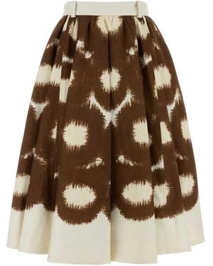 Prada Midi Cotton Dress With Print - Brown
