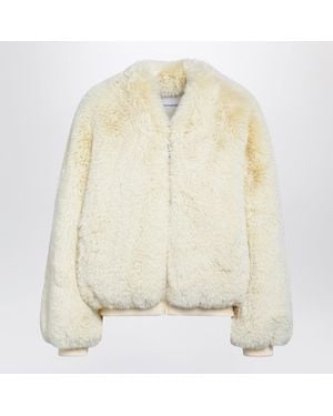 Frankie Shop Butter Faux Fur Bomber Jacket - White