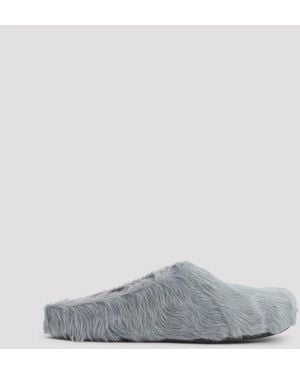 Marni Aquamarine Calf Hair Fussbett Sabot Mules - Gray
