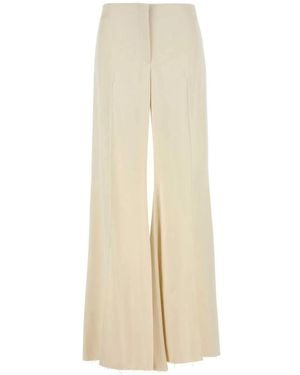 McQueen Cream Satin Wide-Leg Pant - White