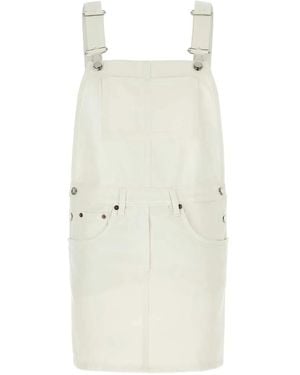 Prada Denim Dungarees Dress - White