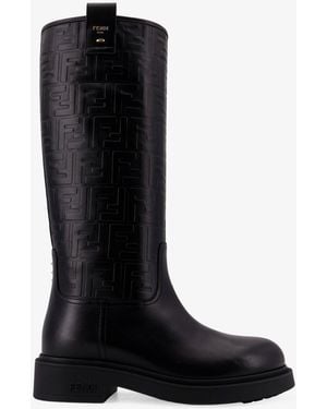 Fendi Filo Leather Boots - Black