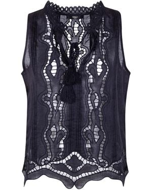 Seventy Raime Embroidered Top - Blue