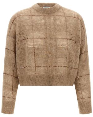 Brunello Cucinelli Sequin Check Jumper - Natural