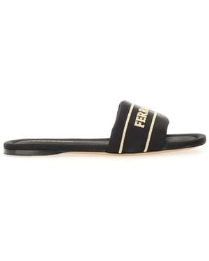 Ferragamo Slide Sandal With Logo - White