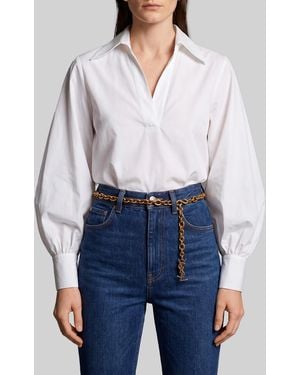 SUTTON NEW YORK Cotton Poplin Blouse - White