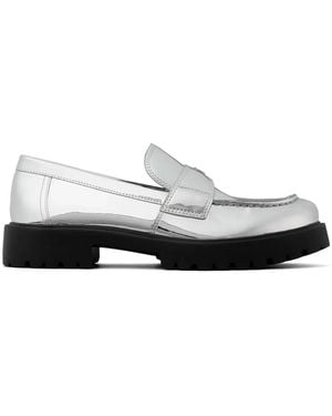 Tory Burch Mirrored Metallic Classic Logo Lug Loafers - White