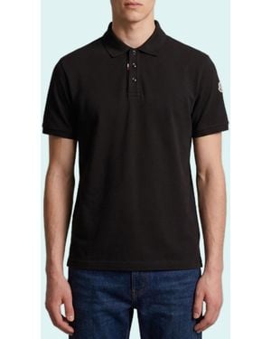 Moncler Logo Cotton Polo Shirt - Black