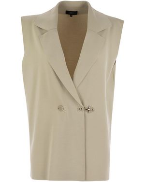 Fay Technical Viscose Knitted Vest - Natural