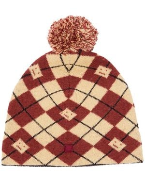 Acne Studios Argyle Face Wool Blend Beanie - Red