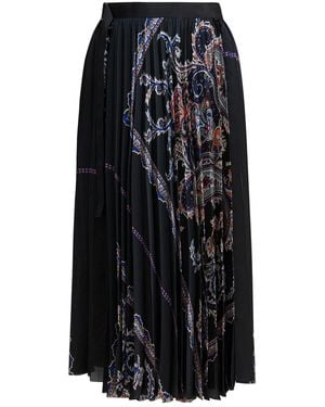 Sacai Pleated Skirt With Paisley Print - Black
