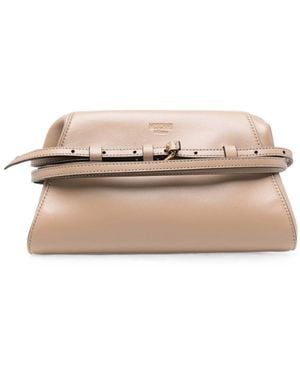 Moschino Belt-Detail Clutch - Natural