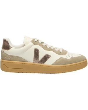Veja V-90 Leather Pure Natural Trainers - White