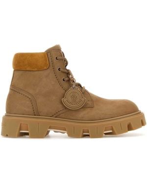 Moncler Camel Suede Peak City Ankle Boots - Brown