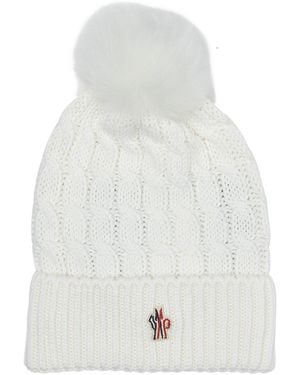 Moncler Wool Beanie With Logo - White