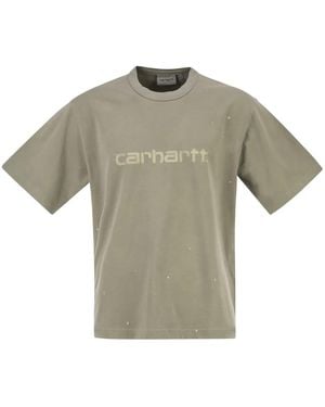 Carhartt Organic Cotton T-Shirt With Spray Effect Logo - Gray