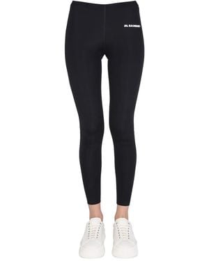 Jil Sander High-Waisted Logo Print Leggings - Blue
