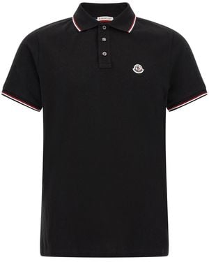 Moncler Tricolour Trim Polo Shirt - Black