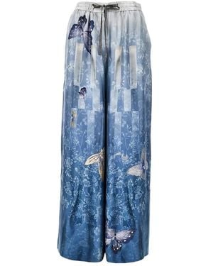 Pierre Louis Mascia Printed Silk Trousers - Blue