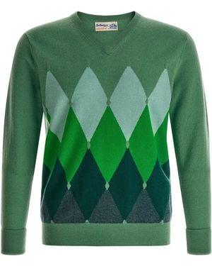 Ballantyne 'Classic Diamond' Intarsia Sweater - Green