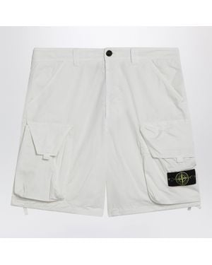 Stone Island Cotton And Nylon Ripstop Cargo Shorts - White