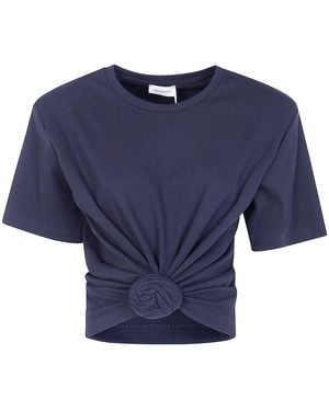 Magda Butrym Twist Cropped T-Shirt - Blue