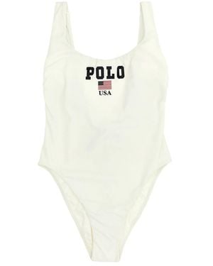 Polo Ralph Lauren 'Polo' One-Piece Swimsuit - White