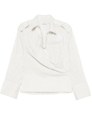 IRO Lace Striped Cotton Shirt - White