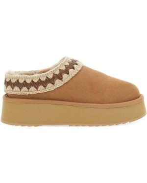 Mou Platform Clog Suede Slippers - Brown