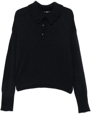 Roberto Collina Maglione Con Colletto Abbottonato - Black